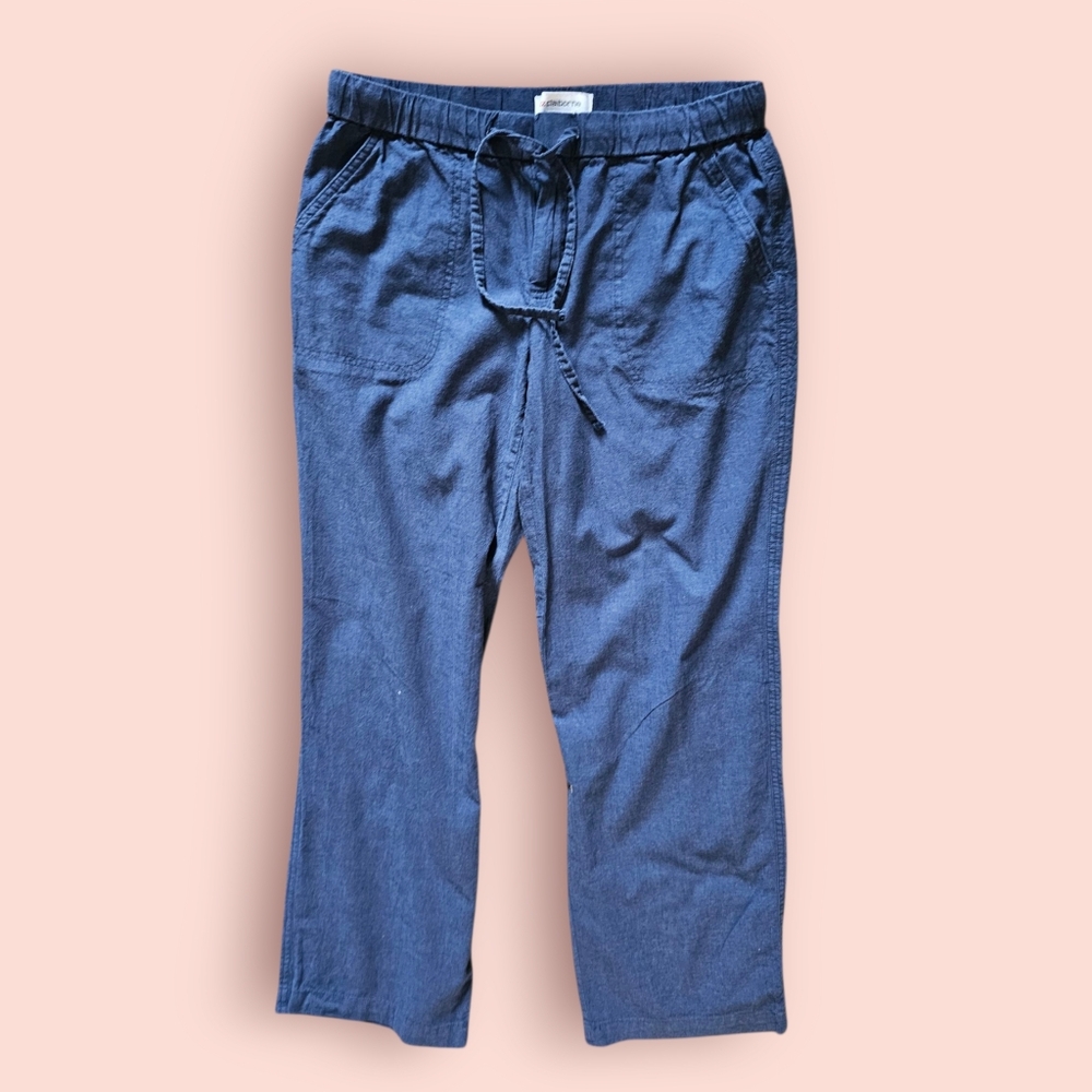 Liz Claiborne Dark Blue Linen And Cotton Pants with Drawstring Size XS